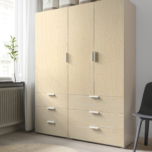 KALBÅDEN Door with hinges, lively pine effect, 40x120 cm