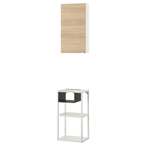 ENHET Wall storage combination, white, oak effect, 40x30x150 cm