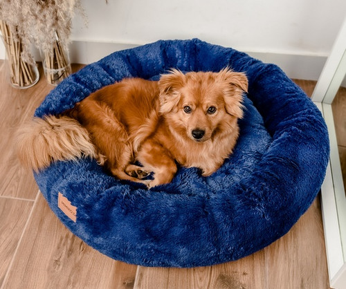 MIMIKO Pets Dog Bed Lair Shaggy XL 75cm, round, blue