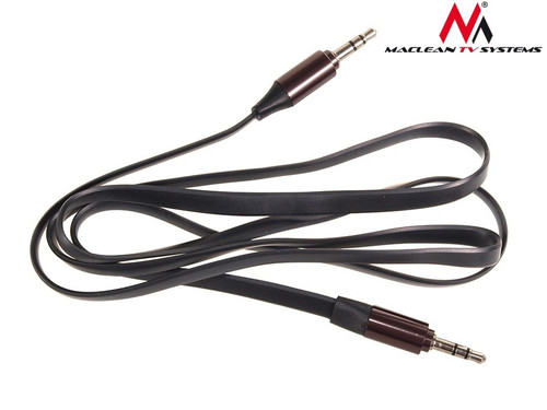 Cable 3.5mm jack, flat 1m, metal plug, black Maclean MCTV-694 B