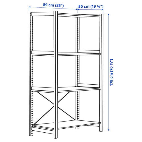 IVAR 1 section/shelves, pine, 89x50x179 cm