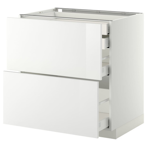 METOD/MAXIMERA Base cb 2 frnts/2 low/1 md/1 hi drw, white, Ringhult high-gloss white, 80x60 cm