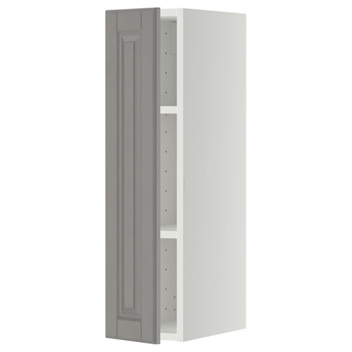 METOD Wall cabinet with shelves, white/Bodbyn grey, 20x80 cm