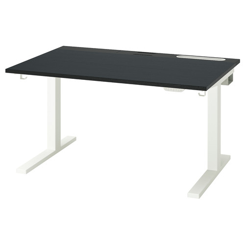 MITTZON Desk sit/stand, electric black stained ash veneer/black white, 120x80 cm