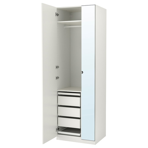 PAX / FORSAND/VIKEDAL Wardrobe combination, white, mirror glass, 75x60x236 cm