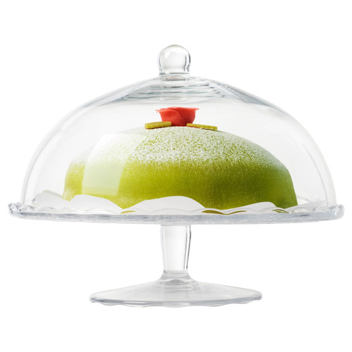 ARV BRÖLLOP Cake stand with lid, clear glass, 29 cm