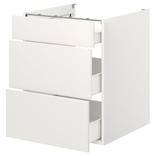 ENHET Base cb w 3 drawers, white, 60x60x75 cm