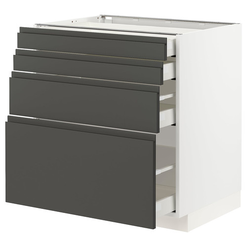 METOD / MAXIMERA Base cab 4 frnts/4 drawers, white/Voxtorp dark grey, 80x60 cm