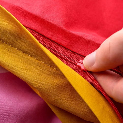 GRÖNFINK Duvet cover 1 pillowcase for cot, multicolour/striped, 110x125/35x55 cm