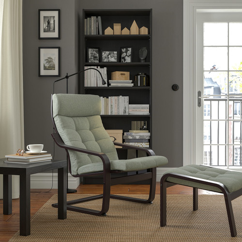 POÄNG Armchair, black-brown/Gunnared light green