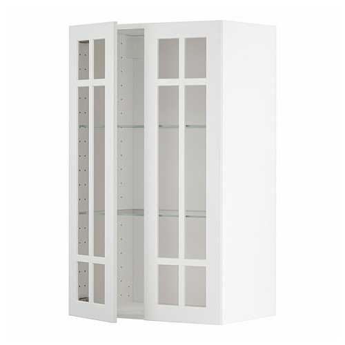 METOD Wall cabinet w shelves/2 glass drs, white/Stensund white, 60x100 cm