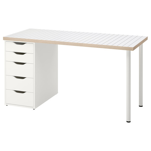 LAGKAPTEN / ALEX Desk, white anthracite/white, 140x60 cm
