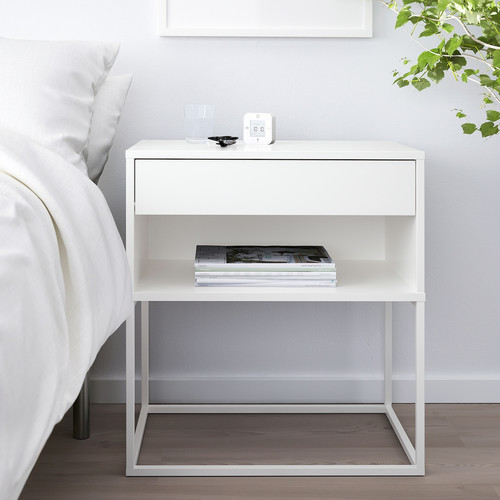 VIKHAMMER Nightstand, white, 60x39 cm