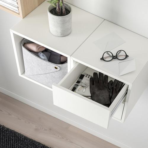 EKET Wall-mounted storage combination, white stained oak effect/white, 105x35x70 cm