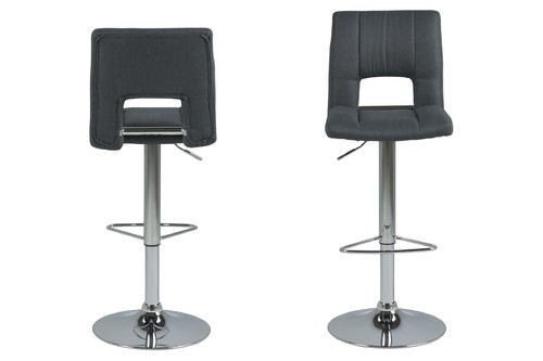 Bar Stool Sylvia, dark grey/brushed metal