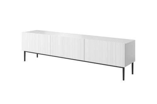 TV Cabinet Nicole 200cm, matt white, black legs