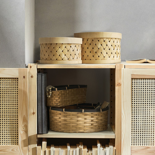 SNÖPLOG Basket with lid set of 2, poplar