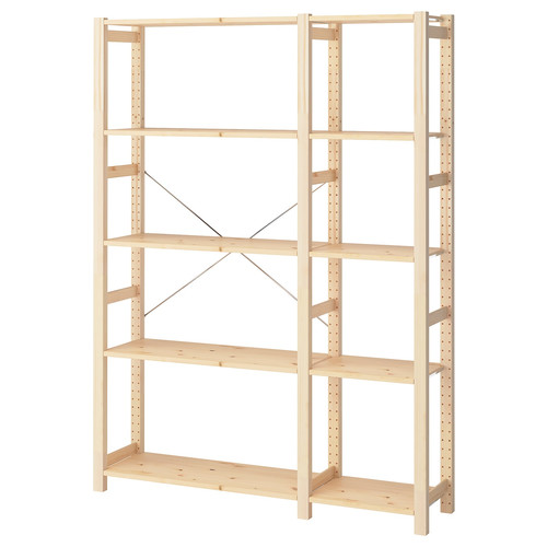 IVAR 2 sections/shelves, pine, 134x30x179 cm