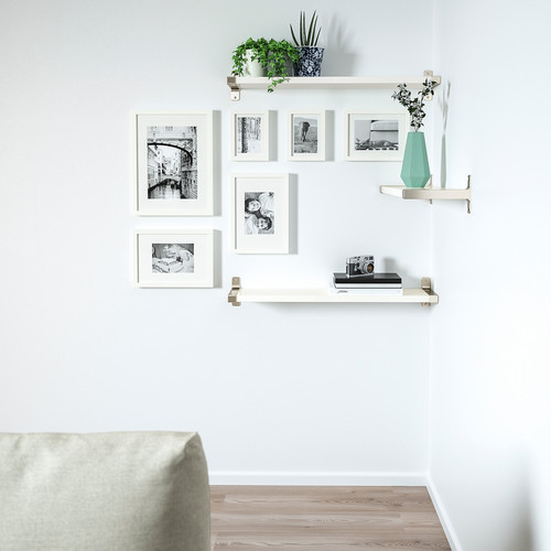 BERGSHULT / GRANHULT Wall shelf combination, white, nickel-plated, 80x20 cm