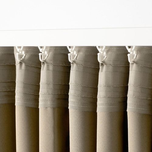 HÄCKBERBERIS Room darkening curtains, 1 pair, beige, 145x300 cm