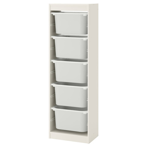 TROFAST Storage combination with boxes, white, white, 46x30x145 cm