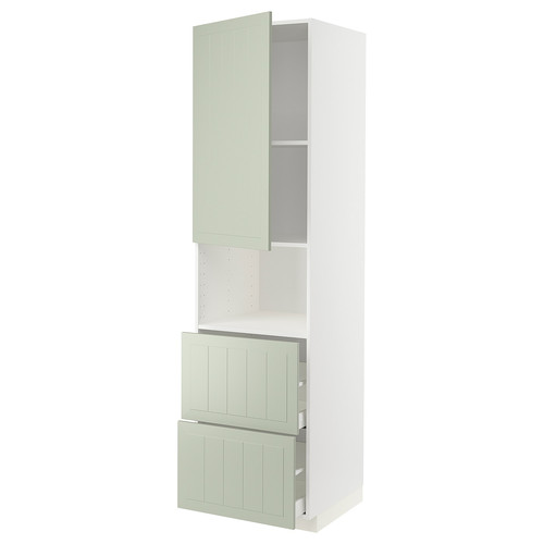 METOD / MAXIMERA Hi cab f micro w door/2 drawers, white/Stensund light green, 60x60x220 cm