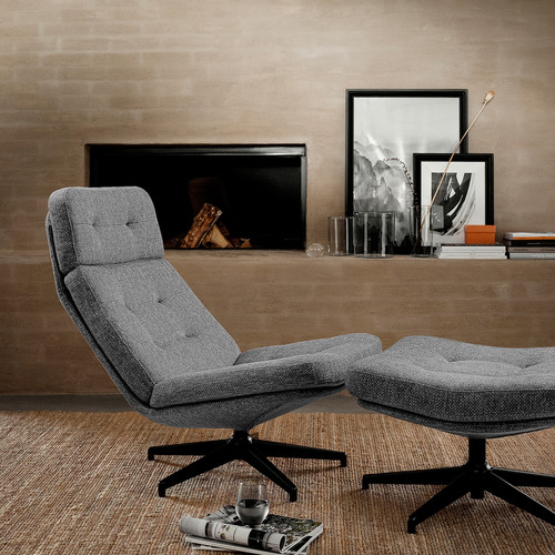 HAVBERG Swivel armchair, Lejde grey/black