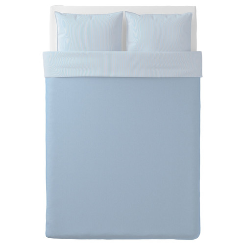 BLÅVINDA Duvet cover and 2 pillowcases, light blue, 200x200/50x60 cm