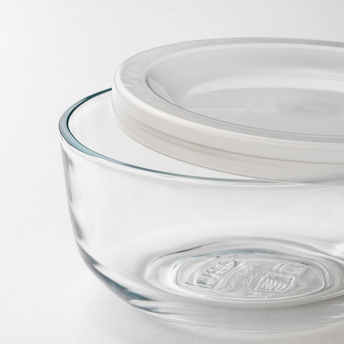 BESTÄMMA Food container with lid, set of 3, glass