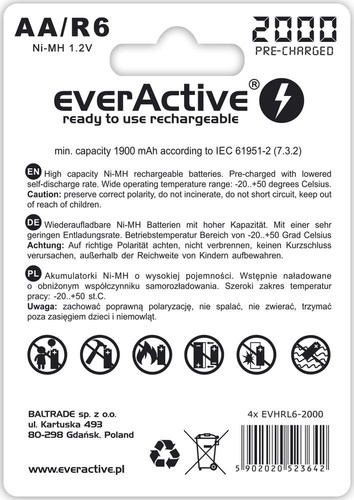 EverActive Silver Line R6/AA 2000mAh Batteries 4 Pack