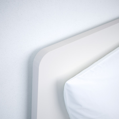 ASKVOLL Bed frame, white/Lindbåden, 140x200 cm