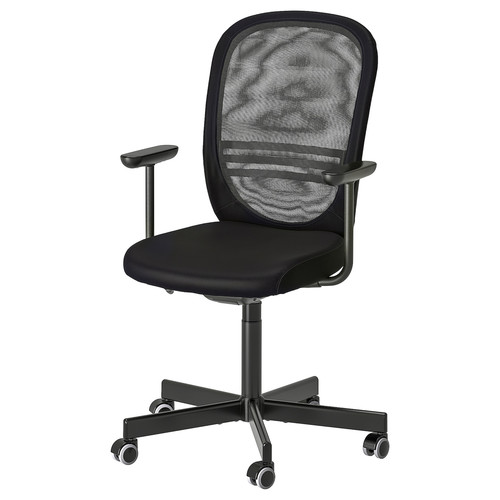 FLINTAN Office chair with armrests, black