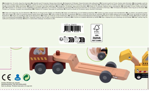 JOUECO Wooden Truck with Loader 18m+