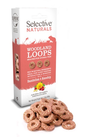 Selective Naturals Woodland Loops Snacks for Guinea Pigs Dandelion & Rosehip 80g