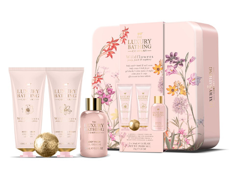 THE LUXURY BATHING COMPANY Relax & Unwind Wildflowers - Peony, Peach & Raspberry (Box) Gift Set 1pc