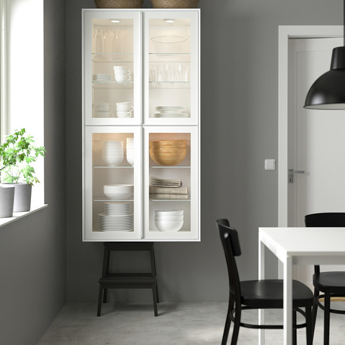 HEJSTA Glass door, white/clear glass, 30x80 cm