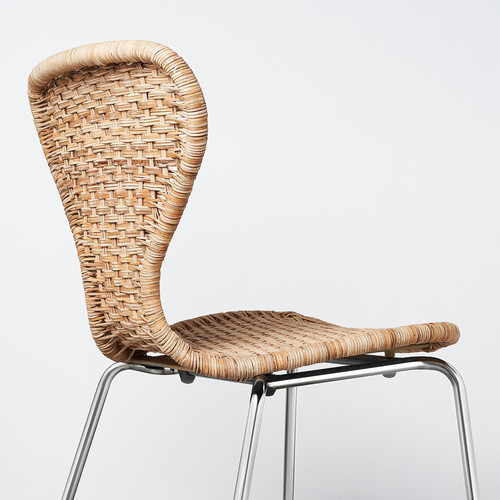 ÄLVSTA Chair, handmade rattan/Sefast chrome-plated