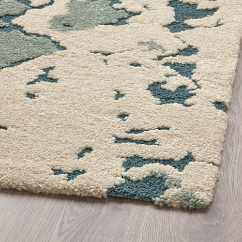 RINGKLOCKA Rug, low pile, green/off-white, 160x230 cm