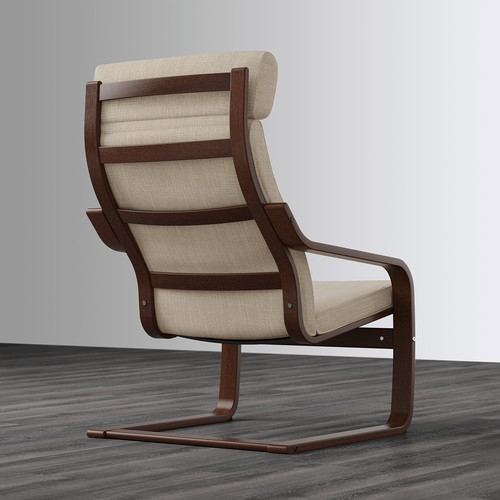 POÄNG Armchair, brown, Hillared beige