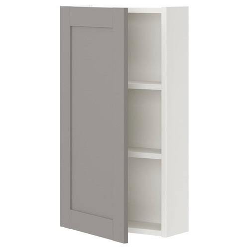 ENHET Wall cb w 2 shlvs/doors, white, grey frame, 40x15x75 cm