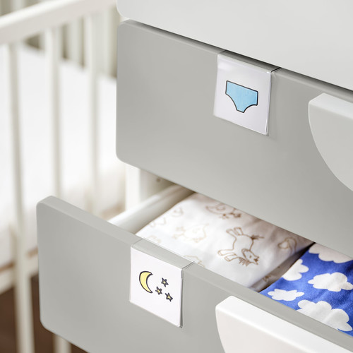 SMÅSTAD Changing table, white grey/with 3 drawers, 90x79x100 cm