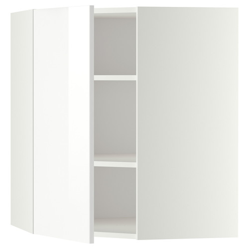 METOD Corner wall cabinet with shelves, white, Ringhult white, 68x80 cm