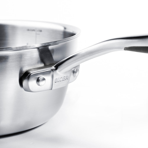 SENSUELL Saucepan with lid, stainless steel, grey, 2.4 l