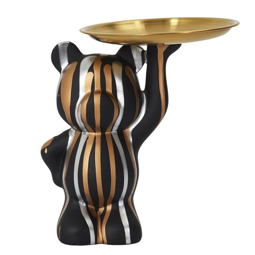 Decorative Figure Deco Bear with Tray, black