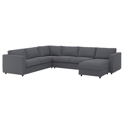 VIMLE Crnr sofa-bed, 5-seat w chaise lng, Gunnared medium grey