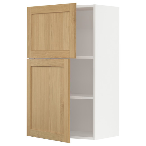 METOD Wall cabinet with shelves/2 doors, white/Forsbacka oak, 60x100 cm