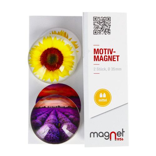 Glass Motiv Magnet 3.5cm 2pcs Sunflower/Lavender