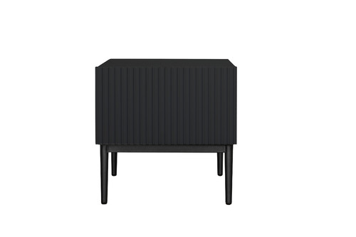 Nightstand Bedside Table Nicole Set of 2, black legs, matt black