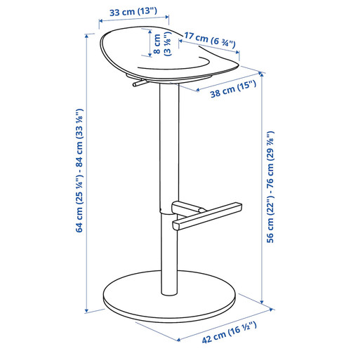 JANINGE Bar stool, white, 76 cm