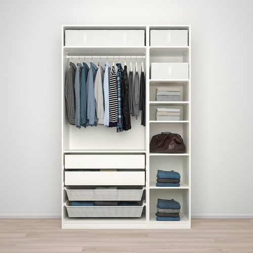 PAX / FARDAL/ÅHEIM Wardrobe combination, high-gloss white/mirror glass, 150x60x236 cm